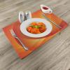 Ambesonne Orange Place Mats Set of 8, Colorful Smooth Twist Lines Sun Abstraction Energy Flow Waves Curves Art, Washable Fabric Placemats for Dining Table, Placemat 8 pcs, Orange Yellow