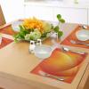 Ambesonne Orange Place Mats Set of 8, Colorful Smooth Twist Lines Sun Abstraction Energy Flow Waves Curves Art, Washable Fabric Placemats for Dining Table, Placemat 8 pcs, Orange Yellow