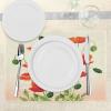 Ambesonne Poppy Flower Place Mats Set of 4, Bouquet with Coming of The Spring Theme Nature Growth Arrangement, Washable Fabric Placemats for Dining Table, Standard Size, Cream Vermilion Green