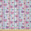 Ambesonne Purple Fabric by The Yard, Valentines Day Hearts with Verical Abstract Stipes Vintage Sentimental Composition, Stretch Knit Fabric for Clothing Sewing and Arts Crafts, 5 Yards, Multicolor(Multicolor)