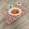 Ambesonne Retro Place Mats Set of 4, Sixties and Seventies Style Geometric Round Shaped Repeated Symmetric Design, Washable Fabric Placemats for Dining Table, Standard Size, Orange Cream