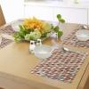 Ambesonne Retro Place Mats Set of 4, Sixties and Seventies Style Geometric Round Shaped Repeated Symmetric Design, Washable Fabric Placemats for Dining Table, Standard Size, Orange Cream