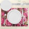 Ambesonne Rose Place Mats Set of 4, Blooming Fresh Pink Roses Bridal Bouquet Romance Sweetheart Valentine, Washable Fabric Placemats for Dining Room Kitchen Table Decor, Pink Pale Green