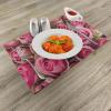Ambesonne Rose Place Mats Set of 4, Blooming Fresh Pink Roses Bridal Bouquet Romance Sweetheart Valentine, Washable Fabric Placemats for Dining Room Kitchen Table Decor, Pink Pale Green