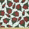 Ambesonne Roses Fabric by The Yard, Flowers Petals and Buds on Plain Backdrop Valentines Day Themed Print, Stretch Knit Fabric for Clothing Sewing and Arts Crafts, 3 Yards, Vermilion Emerald White(Vermilion Emerald White)