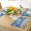 Ambesonne Starfish Place Mats Set of 4, Rainbow Over The Sea Clouds and Clear Sky Foamy Ocean Waves on The Sandy Beach, Washable Fabric Placemats for Dining Table, Standard Size, Blue Tan