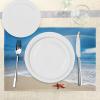 Ambesonne Starfish Place Mats Set of 4, Rainbow Over The Sea Clouds and Clear Sky Foamy Ocean Waves on The Sandy Beach, Washable Fabric Placemats for Dining Table, Standard Size, Blue Tan