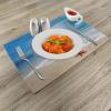 Ambesonne Starfish Place Mats Set of 4, Rainbow Over The Sea Clouds and Clear Sky Foamy Ocean Waves on The Sandy Beach, Washable Fabric Placemats for Dining Table, Standard Size, Blue Tan