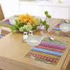 Ambesonne Striped Place Mats Set of 4, Colorful Retro Stripes Circles Boho Pattern 90’s Style Rainbow Art Print, Washable Fabric Placemats for Dining Table, Standard Size, Fuchsia Blue