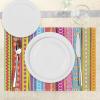 Ambesonne Striped Place Mats Set of 4, Colorful Retro Stripes Circles Boho Pattern 90’s Style Rainbow Art Print, Washable Fabric Placemats for Dining Table, Standard Size, Fuchsia Blue