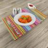 Ambesonne Striped Place Mats Set of 4, Colorful Retro Stripes Circles Boho Pattern 90’s Style Rainbow Art Print, Washable Fabric Placemats for Dining Table, Standard Size, Fuchsia Blue