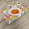 Ambesonne Summer Place Mats Set of 4, Colorful Bunch Flip Flops Sandals Pattern Relax Holiday Sunbath Theme Groovy Graphic, Washable Fabric Placemats for Dining Table, Standard Size, Yellow Pink