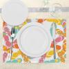 Ambesonne Summer Place Mats Set of 4, Colorful Bunch Flip Flops Sandals Pattern Relax Holiday Sunbath Theme Groovy Graphic, Washable Fabric Placemats for Dining Table, Standard Size, Yellow Pink
