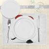 Ambesonne Valentines Day Place Mats Set of 4, Cat Holding Heart Shaped Baloons Romantic Love Themed Illustration, Washable Fabric Placemats for Dining Table, Standard Size, Vermilion Black