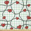 Ambesonne Valentines Fabric by The Yard, Geometric Themed Illustration with Lines and Hearts Romantic Valentines Day, Stretch Knit Fabric for Clothing Sewing and Arts Crafts, 3 Yards, Red Black White(Red Black White)