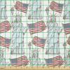Ambesonne Vintage Valentine Fabric by The Yard, Romantic Beauty Repetitive Pattern with Irregular Hearts, Stretch Knit Fabric for Clothing Sewing and Arts Crafts, 10 Yards, Cream Vermilion(Red Blue)