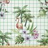Ambesonne Vintage Valentine Fabric by The Yard, Romantic Beauty Repetitive Pattern with Irregular Hearts, Stretch Knit Fabric for Clothing Sewing and Arts Crafts, 10 Yards, Cream Vermilion(Green)