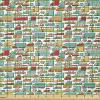 Ambesonne Vintage Valentine Fabric by The Yard, Romantic Beauty Repetitive Pattern with Irregular Hearts, Stretch Knit Fabric for Clothing Sewing and Arts Crafts, 10 Yards, Cream Vermilion(Aqua Red Orange)