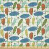 Ambesonne Vintage Valentine Fabric by The Yard, Romantic Beauty Repetitive Pattern with Irregular Hearts, Stretch Knit Fabric for Clothing Sewing and Arts Crafts, 10 Yards, Cream Vermilion(Blue Orange)