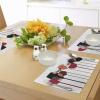Ambesonne Wine Place Mats Set of 4, Abstract Drink Glasses Silhouettes Dots Alcohol Theme Modern, Washable Fabric Placemats for Dining Table, Standard Size, Black Grey