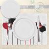 Ambesonne Wine Place Mats Set of 4, Abstract Drink Glasses Silhouettes Dots Alcohol Theme Modern, Washable Fabric Placemats for Dining Table, Standard Size, Black Grey
