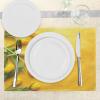 Ambesonne Yellow Place Mats Set of 4, Danish Dutch Tulips on Colored Wall Garden Floral Love Lily Herbs Print, Washable Fabric Placemats for Dining Table, Standard Size, Yellow Green