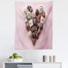 Ambesonne Chocolate Tapestry, Chocolate Candies Heart Shape Composition on Pink Backdrop for St Valentines Day, Fabric Wall Hanging Decor for Bedroom Living Room Dorm, 23″ X 28″, Multicolor(Multicolor)