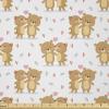 Ambesonne Kissing Fabric by The Yard, Valentine Love Theme Romantic Cartoon Couple Bear and Hearts Composition, Stretch Knit Fabric for Clothing Sewing and Arts Crafts, 2 Yards, Sand Brown Pink White(Sand Brown Pink White)
