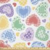 Ambesonne Love Fabric by The Yard, Patchwork Style Hearts White Backdrop Dreamy Fantasy Display Romantic Valentines, Stretch Knit Fabric for Clothing Sewing and Arts Crafts, 3 Yards, Multicolor(Multicolor)