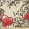Ambesonne Love Fabric by The Yard, Pattern Valentine’s Day with Flowers and Butterfly Holiday Love Antiquity Vintage, Stretch Knit Fabric for Clothing Sewing and Arts Crafts, 5 Yards, Beige Brown Red(Beige Brown Red)
