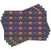 Ambesonne Mardi Gras Place Mats Set of 4, Antique Old Fashioned Motifs in Mardi Gras Holiday Colors Tile Pattern, Washable Fabric Placemats for Dining Table, Standard Size, Purple