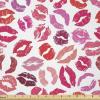 Ambesonne Romantic Fabric by The Yard, Love Theme Colorful Illustration of Lipstick Kisses Pattern Valentines Art, Stretch Knit Fabric for Clothing Sewing and Arts Crafts, 2 Yards, Multicolor(Multicolor)