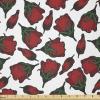 Ambesonne Roses Fabric by The Yard, Flowers Petals and Buds on Plain Backdrop Valentines Day Themed Print, Stretch Knit Fabric for Clothing Sewing and Arts Crafts, 3 Yards, Vermilion Emerald White(Vermilion Emerald White)