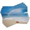 Ambesonne Starfish Place Mats Set of 4, Rainbow Over The Sea Clouds and Clear Sky Foamy Ocean Waves on The Sandy Beach, Washable Fabric Placemats for Dining Table, Standard Size, Blue Tan