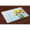 Ambesonne Tulip Place Mats Set of 4, Yellow Flowers on Old Wooden Rustic Background Valentines Romantic Theme, Washable Fabric Placemats for Dining Table, Standard Size, Blue Yellow