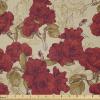 Ambesonne Vintage Fabric by The Yard, Romantic Red Rose Blooms with Sketches Classical Valentines Day Inspired, Stretch Knit Fabric for Clothing Sewing and Arts Crafts, 1 Yard, Red Khaki Sand Brown(Red Khaki Sand Brown)