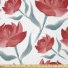 Ambesonne Watercolor Flowers Fabric by The Yard, Rose Romantic Blooms Valentines Day Lovers Celebration Theme, Stretch Knit Fabric for Clothing Sewing and Arts Crafts, 2 Yards, Vermilion Slate Blue(Vermilion Slate Blue)