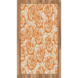Ambesonne Burnt Orange Area Rug, Romantic Rose Bouquet in Warm Tones Valentine’s Day Love Flowers, Flat Woven Accent Rug for Living Room Bedroom Dining Room, 2′ 6″ x 5′, Burnt Orange Pale Orange