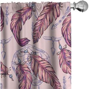Ambesonne Floral Curtains, Romantic Valentine’s Day Theme Overlapping Simplistic Rose Flowers Art, Window Treatments 2 Panel Set for Living Room Bedroom, Pair of – 28″ x 84″, Pale Salmon and Blush(Blue Violet Pale Peach)