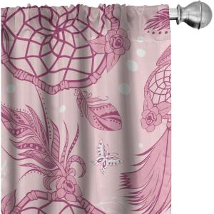 Ambesonne Floral Curtains, Romantic Valentine’s Day Theme Overlapping Simplistic Rose Flowers Art, Window Treatments 2 Panel Set for Living Room Bedroom, Pair of – 28″ x 84″, Pale Salmon and Blush(Pale Pink Blush and White)