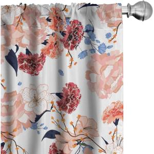 Ambesonne Floral Curtains, Romantic Valentine’s Day Theme Overlapping Simplistic Rose Flowers Art, Window Treatments 2 Panel Set for Living Room Bedroom, Pair of – 28″ x 84″, Pale Salmon and Blush(Lavender Blue and Pale Salmon)