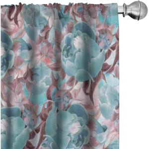 Ambesonne Floral Curtains, Romantic Valentine’s Day Theme Overlapping Simplistic Rose Flowers Art, Window Treatments 2 Panel Set for Living Room Bedroom, Pair of – 28″ x 84″, Pale Salmon and Blush(Pale Teal and Sky Blue)