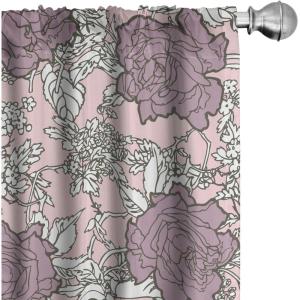 Ambesonne Floral Curtains, Romantic Valentine’s Day Theme Overlapping Simplistic Rose Flowers Art, Window Treatments 2 Panel Set for Living Room Bedroom, Pair of – 28″ x 84″, Pale Salmon and Blush(Pale Mauve White Sepia)