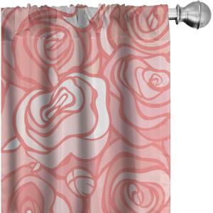 Ambesonne Floral Curtains, Romantic Valentine’s Day Theme Overlapping Simplistic Rose Flowers Art, Window Treatments 2 Panel Set for Living Room Bedroom, Pair of – 28″ x 84″, Pale Salmon and Blush(Pale Salmon and Blush)