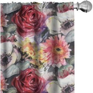 Ambesonne Floral Curtains, Romantic Valentine’s Day Theme Overlapping Simplistic Rose Flowers Art, Window Treatments 2 Panel Set for Living Room Bedroom, Pair of – 28″ x 84″, Pale Salmon and Blush(Dark Coral Sage Green)