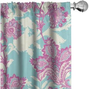 Ambesonne Floral Curtains, Romantic Valentine’s Day Theme Overlapping Simplistic Rose Flowers Art, Window Treatments 2 Panel Set for Living Room Bedroom, Pair of – 28″ x 84″, Pale Salmon and Blush(Pale Fuchsia Seafoam)