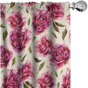 Ambesonne Floral Curtains, Romantic Valentine’s Day Theme Overlapping Simplistic Rose Flowers Art, Window Treatments 2 Panel Set for Living Room Bedroom, Pair of – 28″ x 84″, Pale Salmon and Blush(Dark Coral Fawn and Sepia)