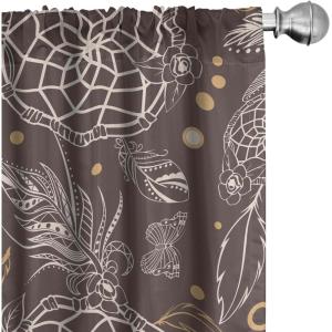 Ambesonne Floral Curtains, Romantic Valentine’s Day Theme Overlapping Simplistic Rose Flowers Art, Window Treatments 2 Panel Set for Living Room Bedroom, Pair of – 28″ x 84″, Pale Salmon and Blush(Dark Taupe and Sand Brown)