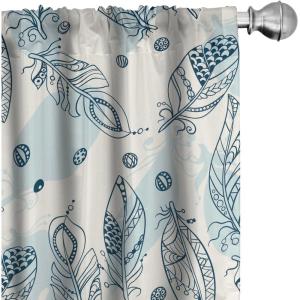 Ambesonne Floral Curtains, Romantic Valentine’s Day Theme Overlapping Simplistic Rose Flowers Art, Window Treatments 2 Panel Set for Living Room Bedroom, Pair of – 28″ x 84″, Pale Salmon and Blush(Pale Cadet Blue and White)