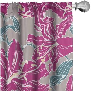 Ambesonne Floral Curtains, Romantic Valentine’s Day Theme Overlapping Simplistic Rose Flowers Art, Window Treatments 2 Panel Set for Living Room Bedroom, Pair of – 28″ x 84″, Pale Salmon and Blush(Soft Pink Slate Blue)